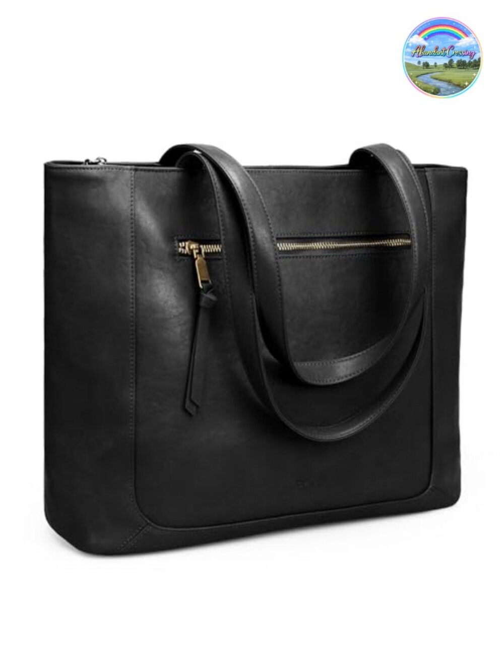 Genuine Leather Tote Bag Large Work Handbag with Zipper 15.6" Laptop Compartment